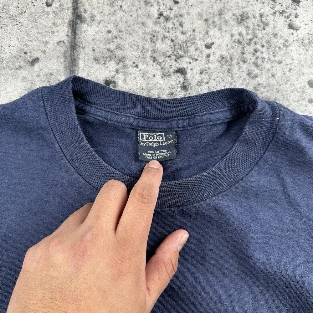 Vintage Navy Polo Ralph Lauren Center Spell Out Shirt Size M - Picture 4 of 6